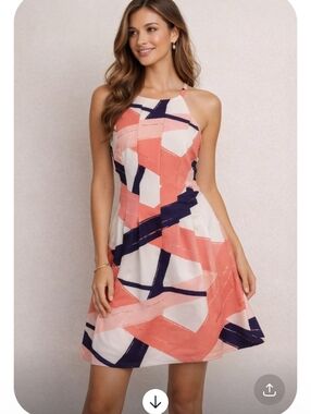 Vince Camuto Coral Geometric Fit & Flare Dress 14